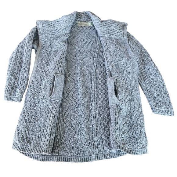 Aran Sweater Market Merino Wool Cable Knit Side-Zip Sweater Tunic Gray Large GUC - Picture 10 of 16